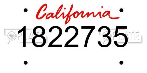1822735 California License Plate