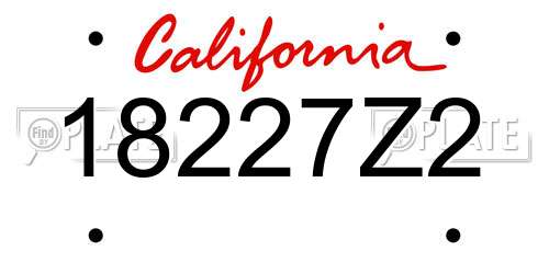 18227Z2 California License Plate