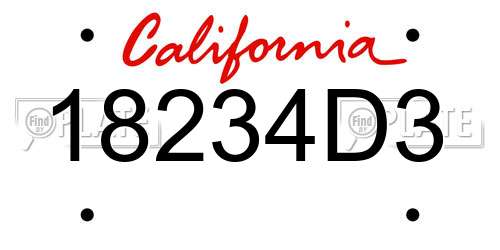 18234D3 California License Plate