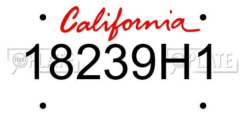 18239H1 California License Plate