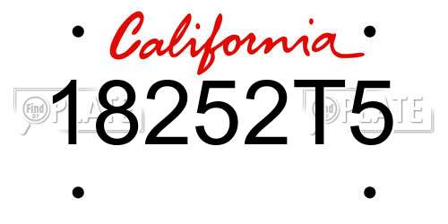 18252T5 California License Plate
