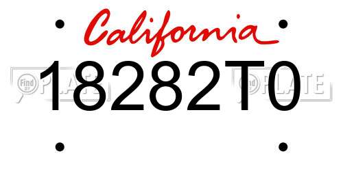 18282T0 California License Plate
