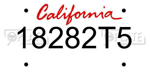 18282T5 California License Plate