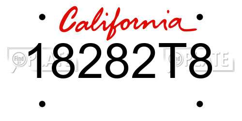 18282T8 California License Plate