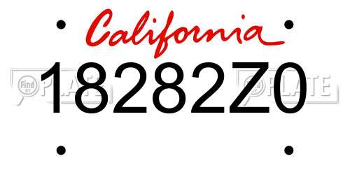 18282Z0 California License Plate