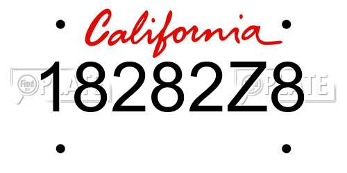 18282Z8 California License Plate