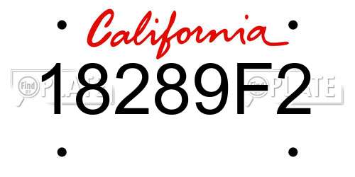 18289F2 California License Plate