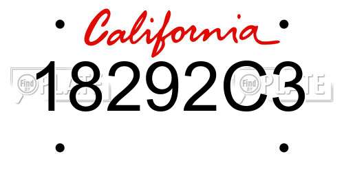 18292C3 California License Plate
