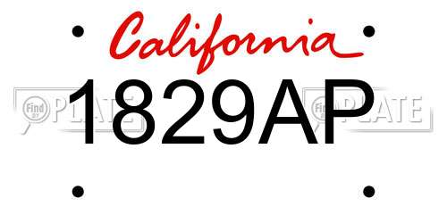 1829AP California License Plate