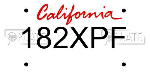 182XPF California License Plate