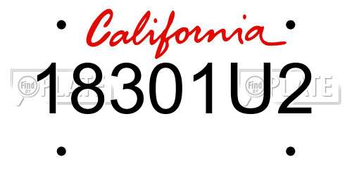 18301U2 California License Plate