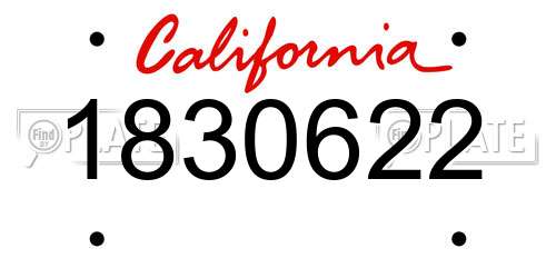 1830622 California License Plate