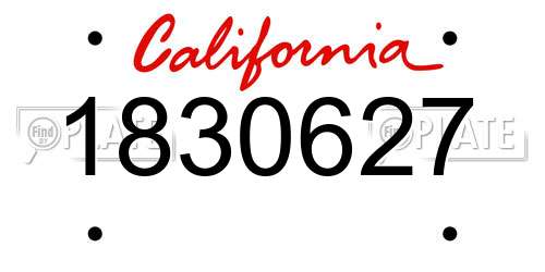 1830627 California License Plate