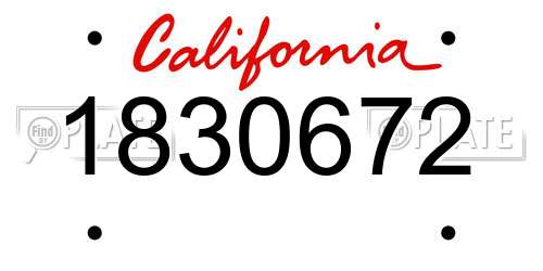 1830672 California License Plate