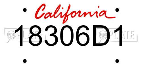 18306D1 California License Plate