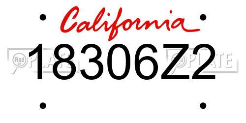 18306Z2 California License Plate