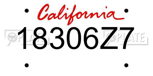 18306Z7 California License Plate