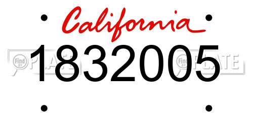 1832005 California License Plate