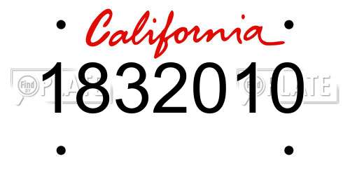 1832010 California License Plate
