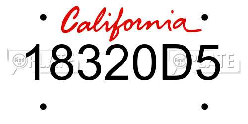 18320D5 California License Plate