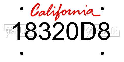 18320D8 California License Plate