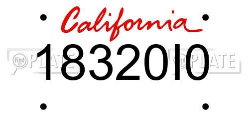 18320I0 California License Plate