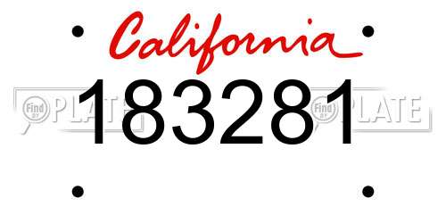 183281 California License Plate