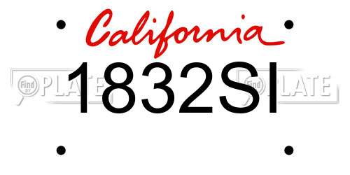 1832SI California License Plate