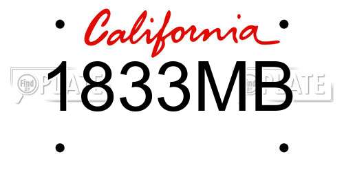 1833MB California License Plate