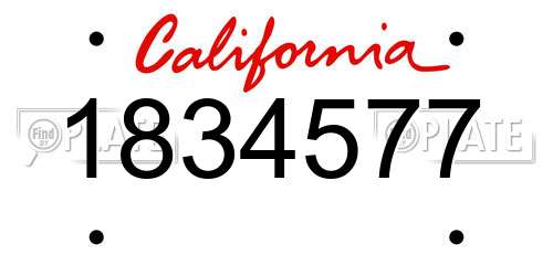 1834577 California License Plate