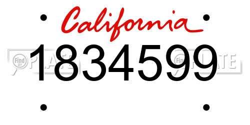 1834599 California License Plate