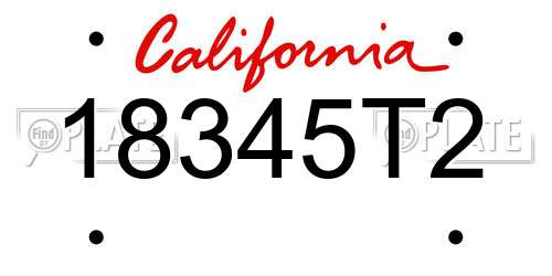 18345T2 California License Plate