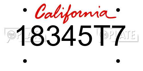 18345T7 California License Plate