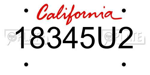 18345U2 California License Plate