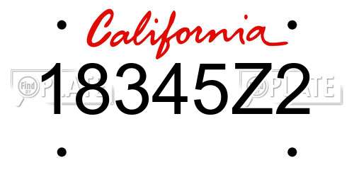 18345Z2 California License Plate