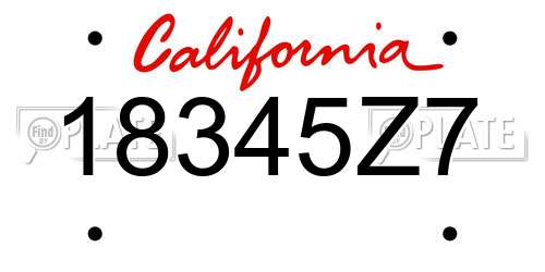 18345Z7 California License Plate