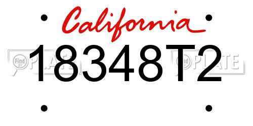18348T2 California License Plate
