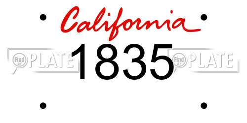 1835 California License Plate