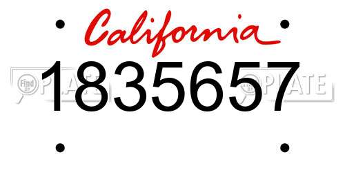 1835657 California License Plate