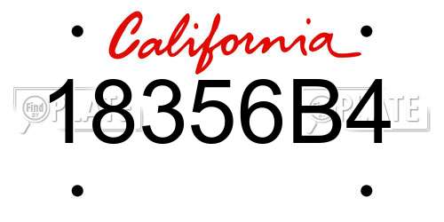18356B4 California License Plate