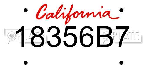 18356B7 California License Plate