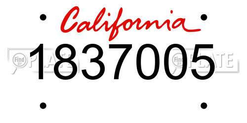 1837005 California License Plate