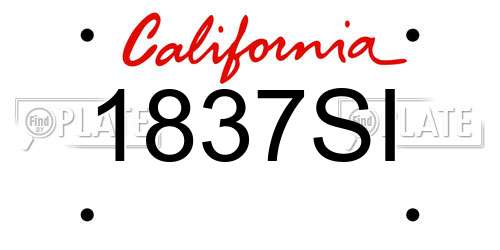 1837SI California License Plate