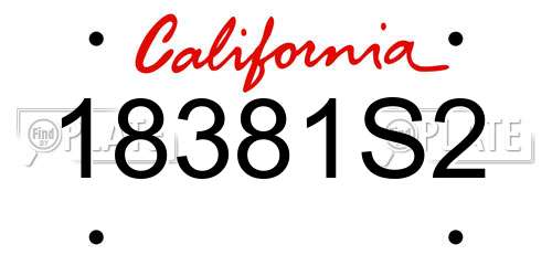 18381S2 California License Plate