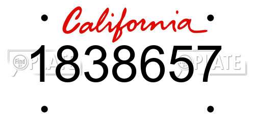 1838657 California License Plate