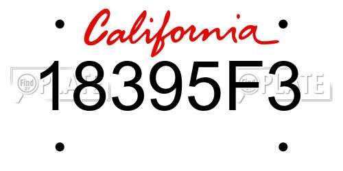 18395F3 California License Plate