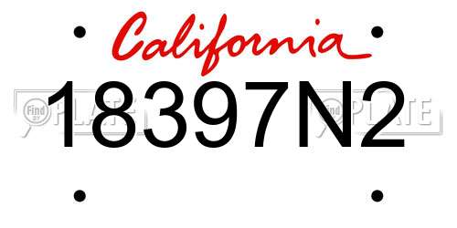 18397N2 California License Plate