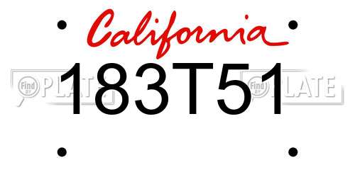 183T51 California License Plate