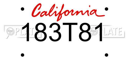 183T81 California License Plate