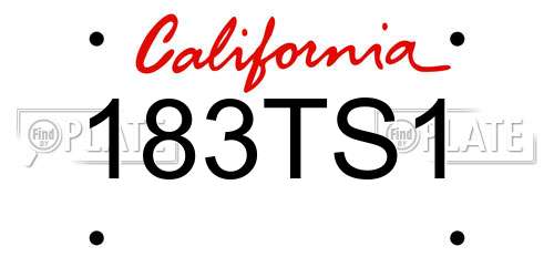 183TS1 California License Plate